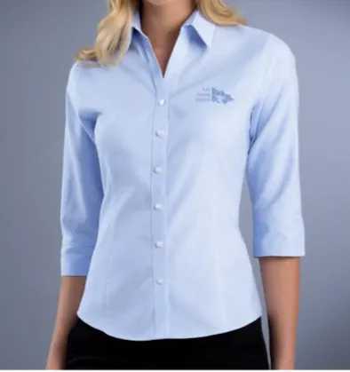 Womens Blue 3/4 Sleeve Shirt